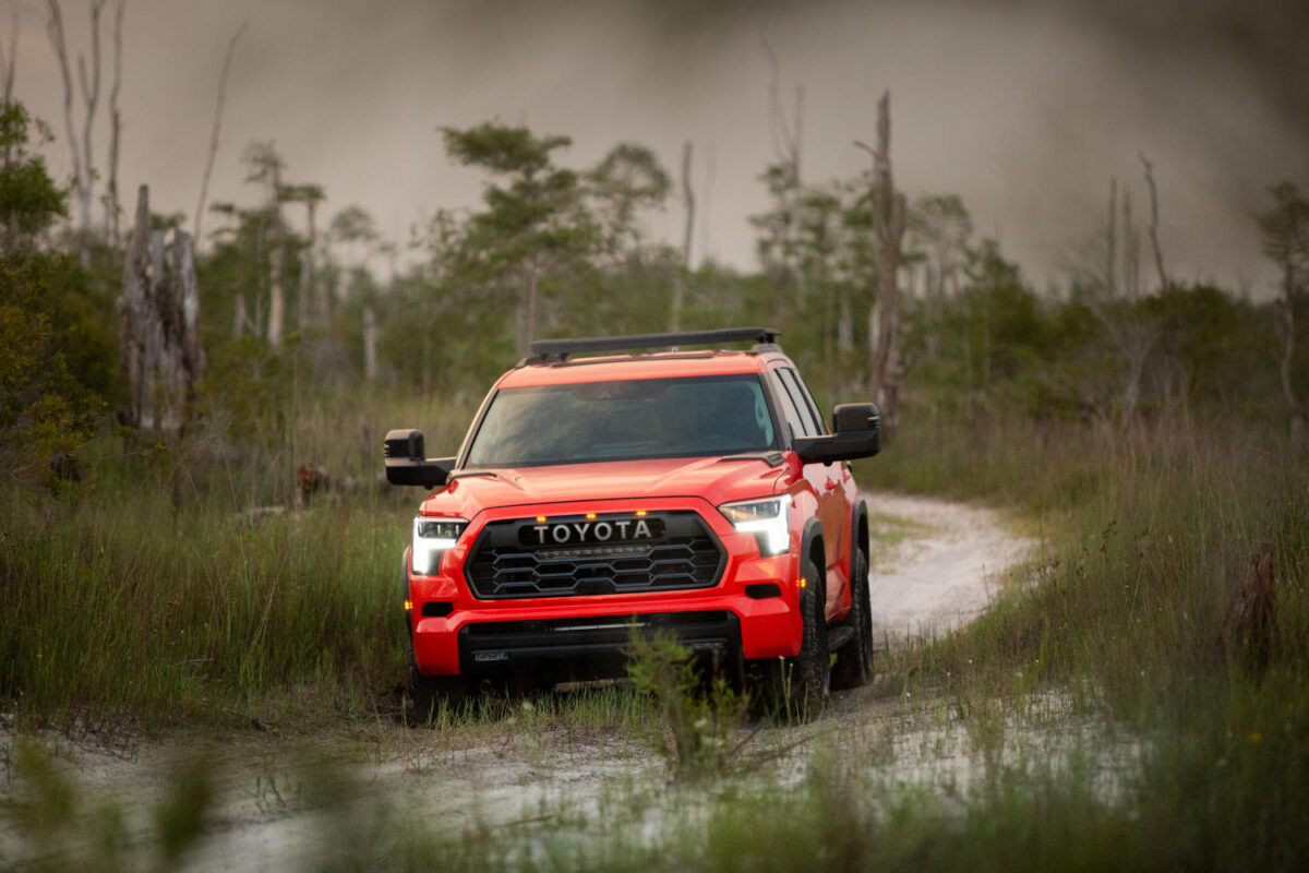 The 2023 Toyota Sequoia TRD in Solar Octane