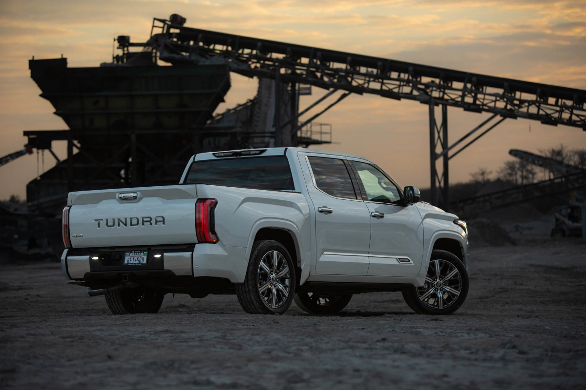 The 2023 Toyota Tundra Capstone at sunrise