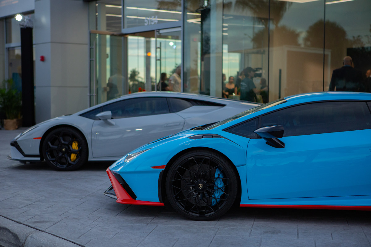 Lamborghini cars and SUVs on display 