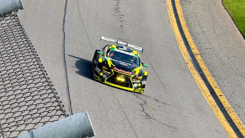 Vasser Sullivan #12 race car on the track