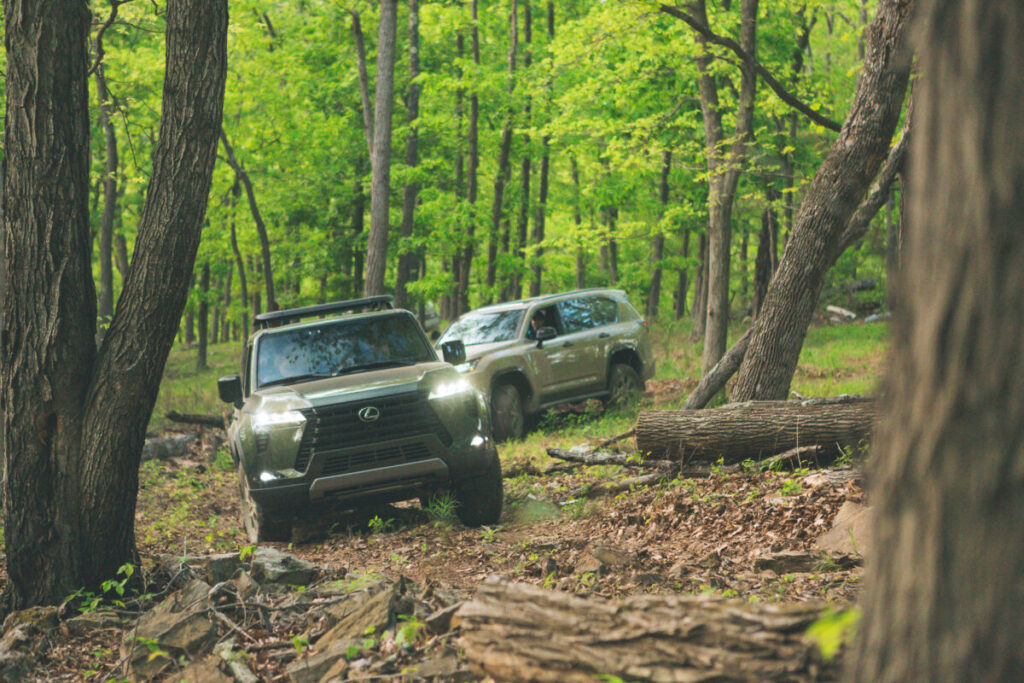 The The 2025 Lexus GX 550 Overtrail+ in the woods