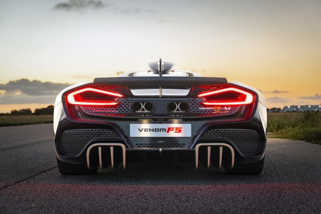 Hennessey Venom F5-M back end with lights on