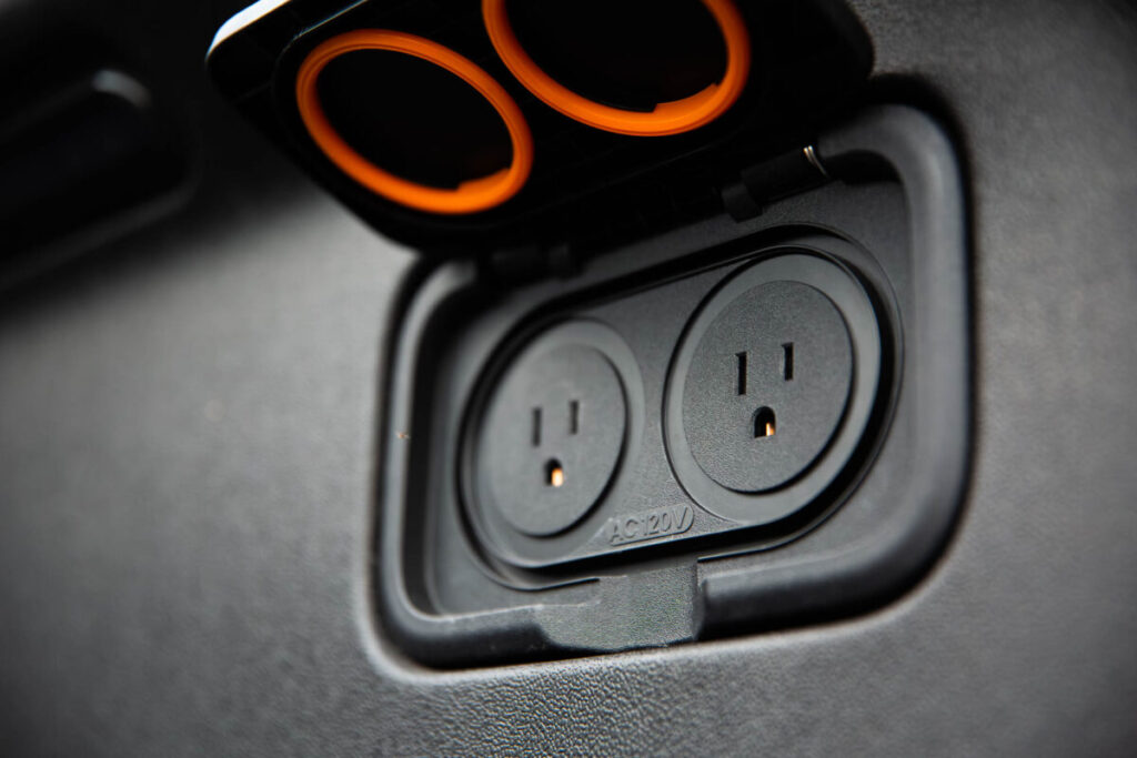 2026 Rivian R1T 120V plugs in the truck bed