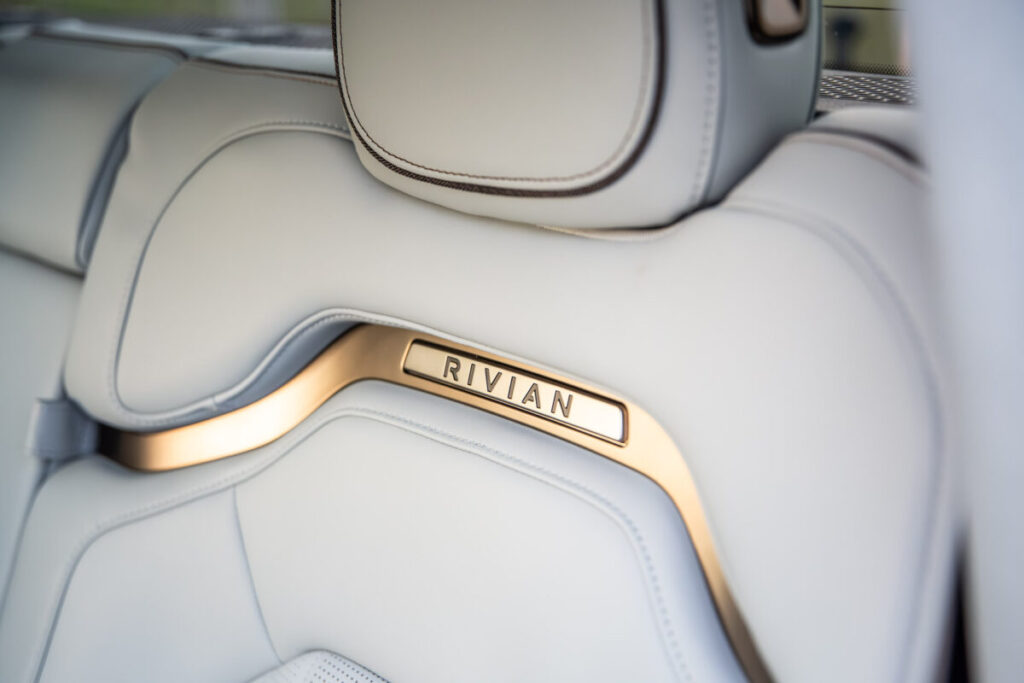 2026 Rivian R1T front seats with bronze details